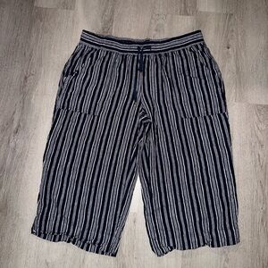 Striped Navy and White Cropped Pants